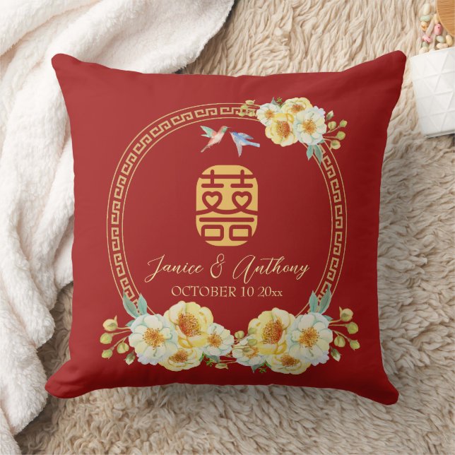 Rödfågel från bröllop ram kudde (Filt)