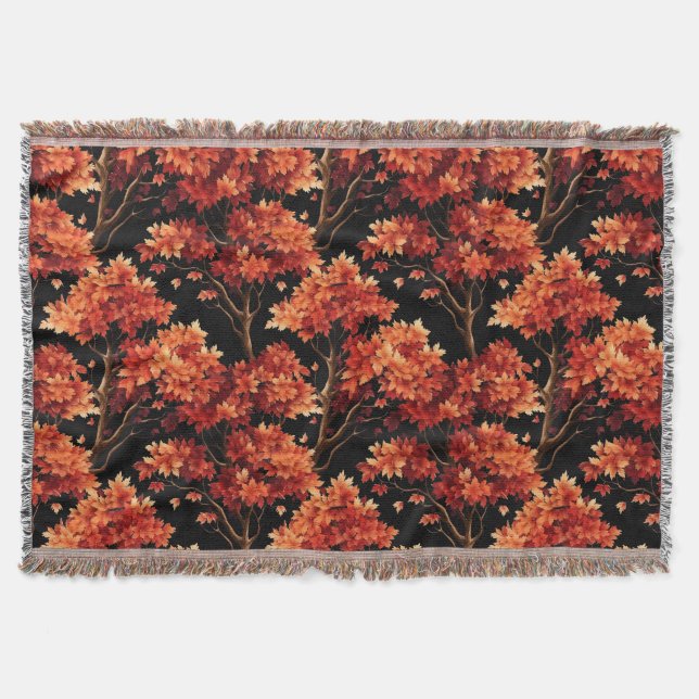 Rödfallsmappning Träd Sömlös Mönster-grafik Filt (Framsidan)