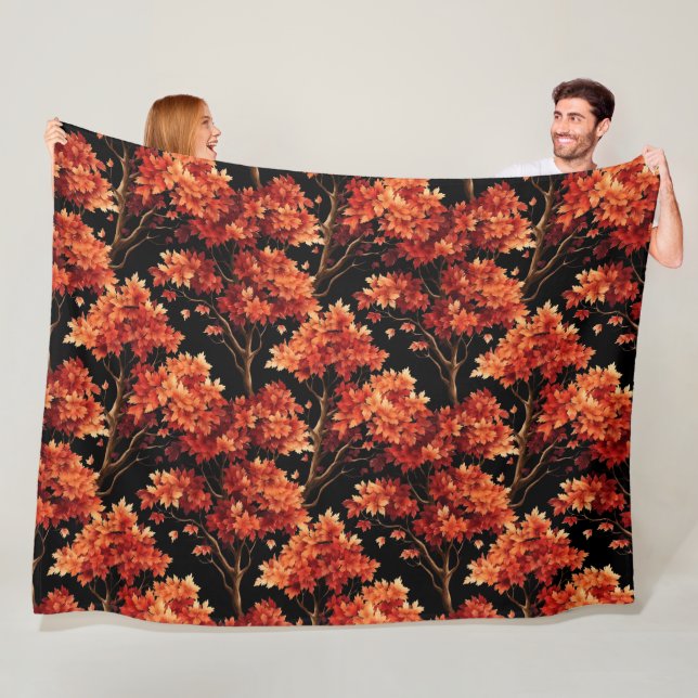 Rödfallsmappning Träd Sömlös Mönster-grafik Fleecefilt (På plats)