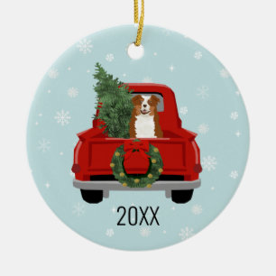 rödfärgad Australian shepherd Julgransprydnad Keramik