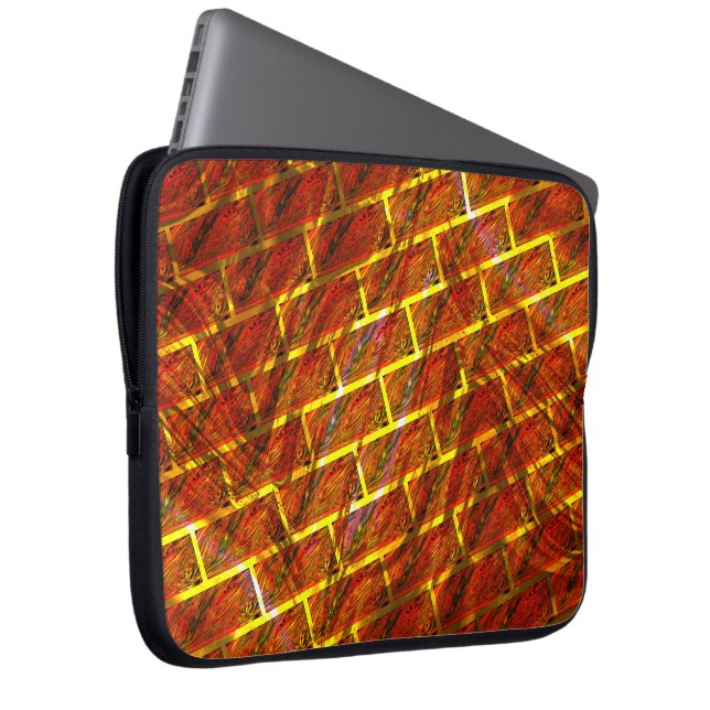 Rödfärgad, gräs, gyllene galler eller tegel effekt laptop fodral (Framsidan Höger)