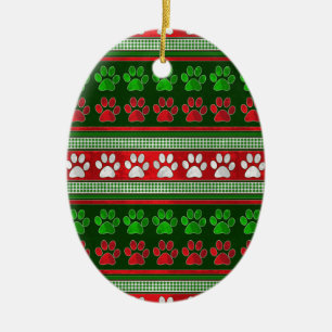 Rödfärgad grönt utskrift mönster ovalal ornament