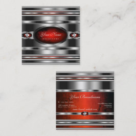 Rödfärgad gul Silver-effektskiva med diamanter Fyrkantigt Visitkort