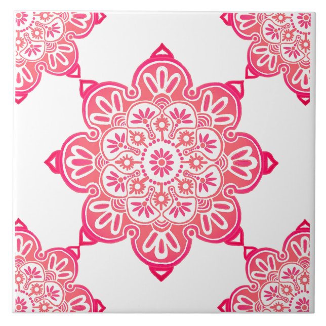 Rödfärgad medallians i keramiskt material - baksla kakelplatta (Framsidan)