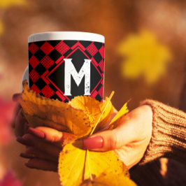 Rödfärgad och svart monokulär buffel monterad kaffemugg