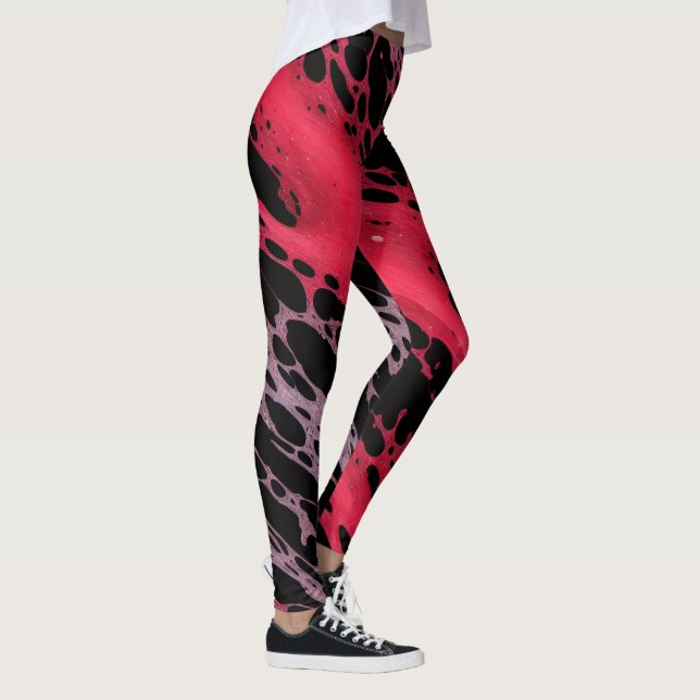 Rödfärgad och violett färgplatta - Abstrakt Art Leggings (Höger)