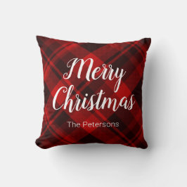 Rödfärgad svart god jul med eget namn kudde