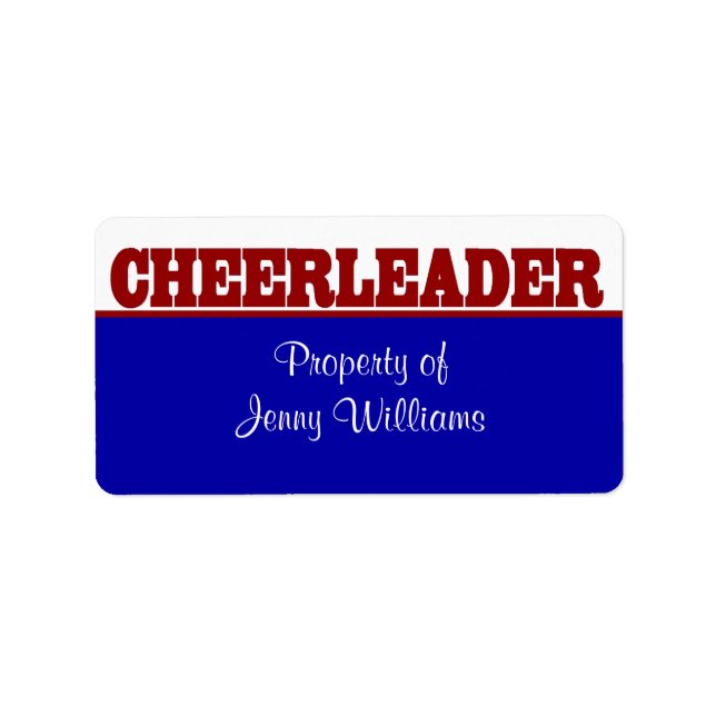 Rödfärgad, vit och blå "CheerLedare"-namnteckninga Adressetikett (Framsidan)