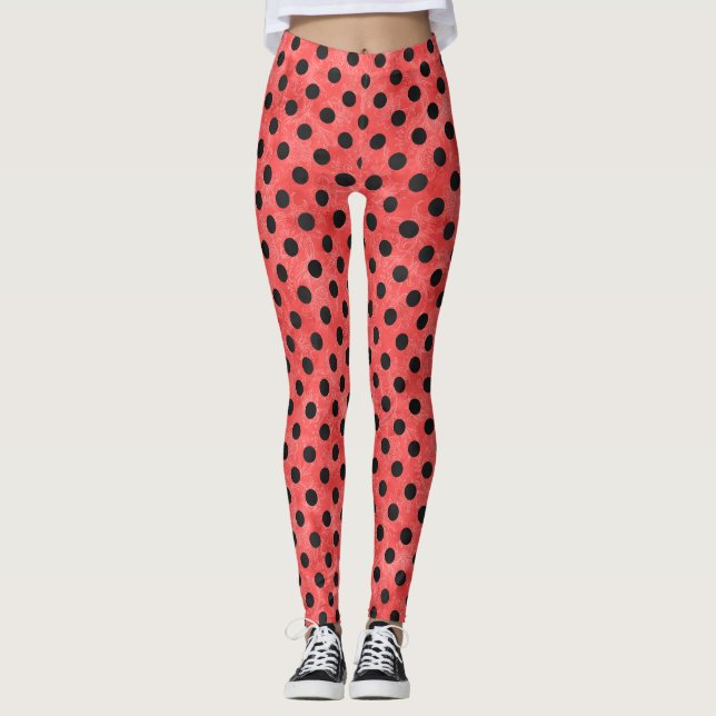 Rödfärgade Döskallar och solrosserie 4 Leggings (Framsida)