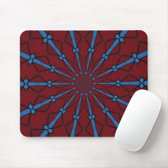 Rödfärgat och blåfärgat glasat Radial Mousepad Musmatta (Med mus)