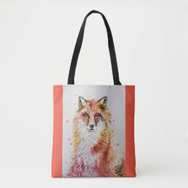 Rödfärgsfärgad Djur älskare i cute Red Fox Tote Ba Tygkasse
