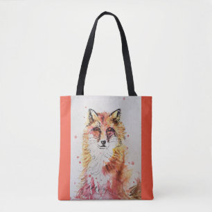 Rödfärgsfärgad Djur älskare i cute Red Fox Tote Ba Tygkasse