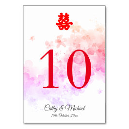 Rödfärgskörsbärsfärgsfärgsfärgen Red China bröllop Bordsnummer