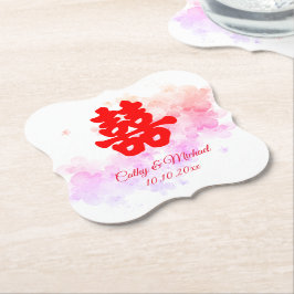 Rödfärgskörsbärsfärgsfärgsfärgen Red China bröllop Underlägg Papper