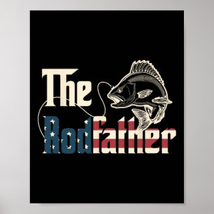 Rodfather Retro Groovy Fishing Älskare Far D Poster