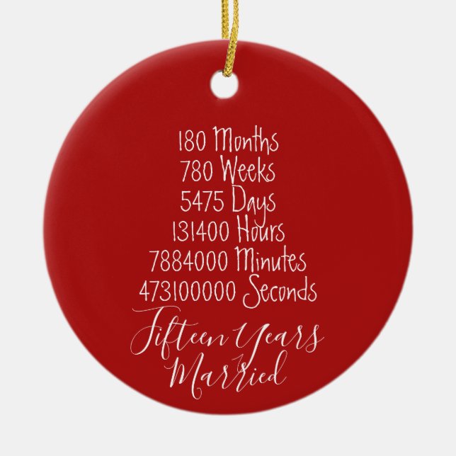 Rödfemtonde årsdagen 15:e julgransprydnad keramik (Framsidan)