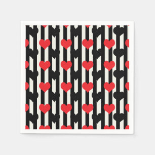 Rödfläckad svart Kärlek Heart-Mönster-design Pappersservett