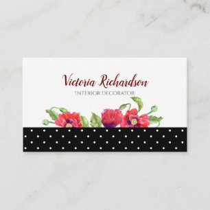 Rödfläckar, vattenfärg, Blommigt design Visitkort