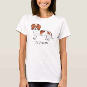Rödfläckig släthårig Tax Serieteckning Hund & Text T Shirt