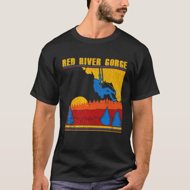Rödfloden Gorge Retro Sten klättring T Shirt (Framsida)