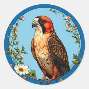 Rödfotad falk 🦅 Livlig Fågel 🌿 Natur Vilda Djur Runt Klistermärke
