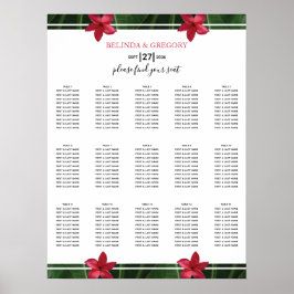 Rödfrangipani Plumeria Bröllop-sätesdiagram Poster