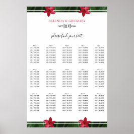 Rödfrangipani Plumeria Bröllop-sätesdiagram Poster