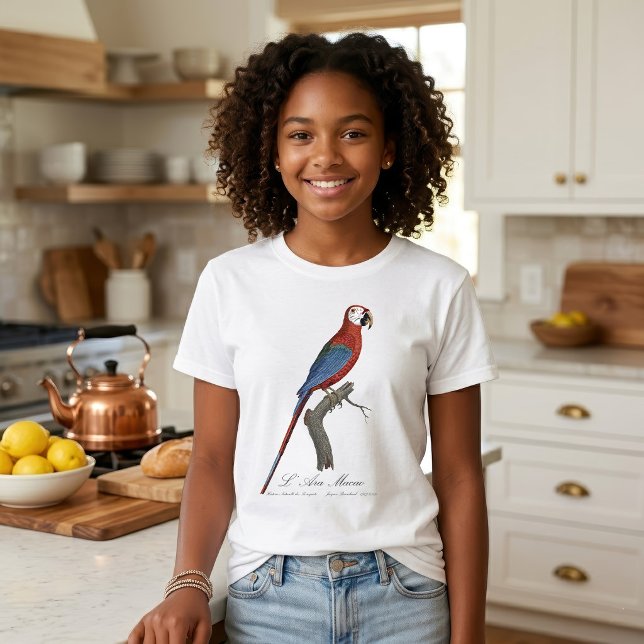 Rödgrön ara, Ara chloropterus T Shirt (Red-and-green Macaw, Ara chloropterus. Girl Basic White T-Shirt)
