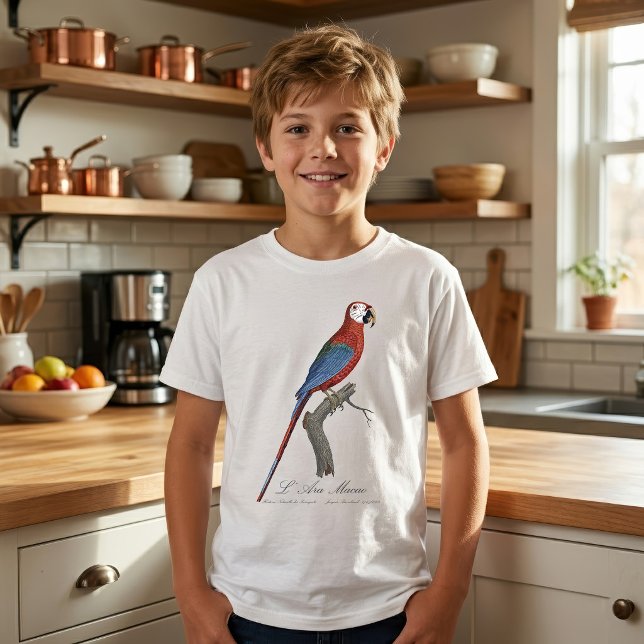 Rödgrön ara, Ara chloropterus T Shirt (Red-and-green Macaw, Ara chloropterus. Boy Basic White T-Shirt)
