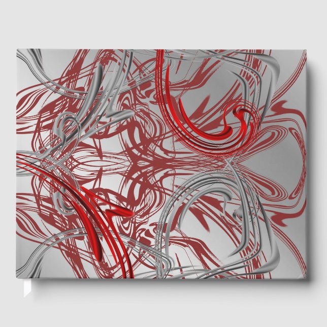 rödguestbook silver Bröllop, festlig dekoration Gästböcker (Framsida)