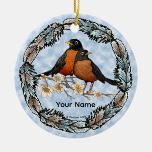 Rödhake gren ornament