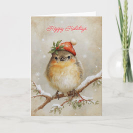 Rödhake i snö Julkort Helgkort