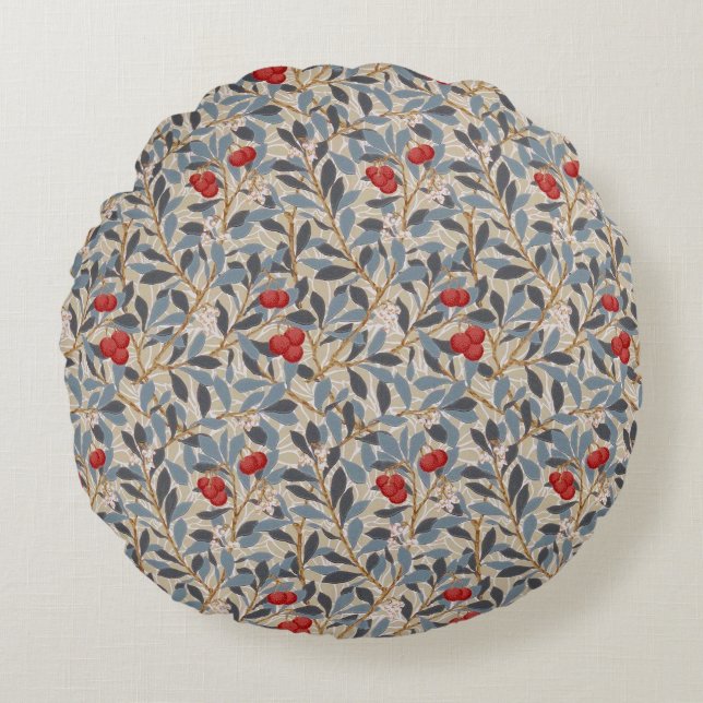 Rödhällbarrsbuske, William Morris Rund Kudde (Framsidan)