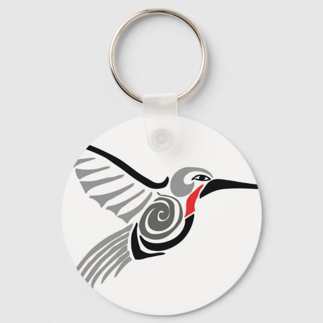 rödhalsad grått hummingbird nyckelring (Framsida)