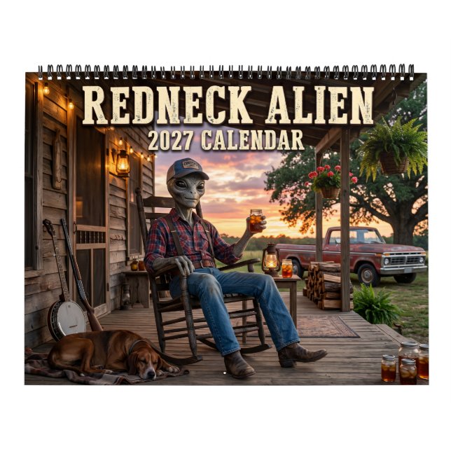 Rödhalsad utomjording Rolig 2027 Kalender (Omslag)