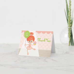 Rödhårig Ballerina Birthday Tackkort Card