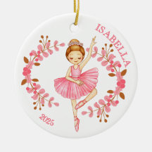 Rödhårig ballerina i rosa