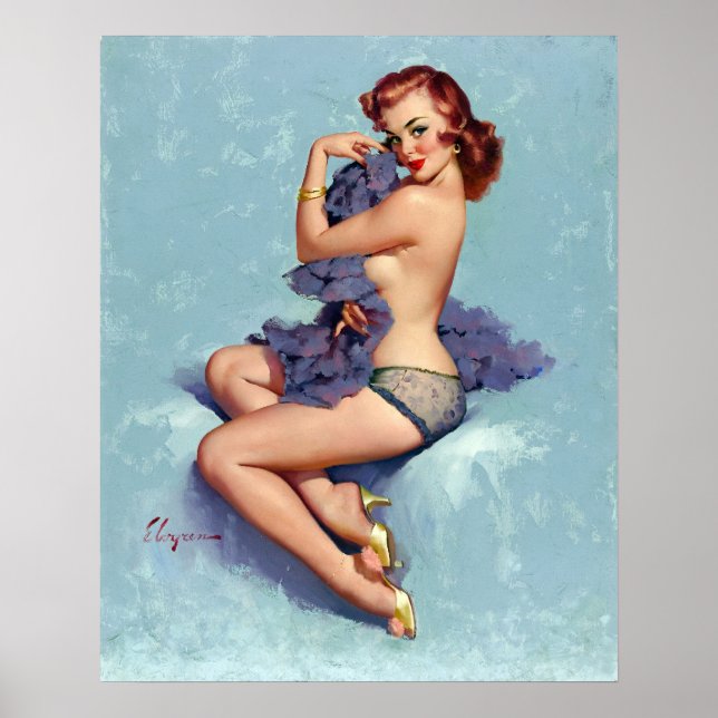 Rödhårig Beauty Pin Up Poster (Framsidan)