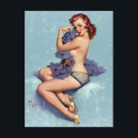 Rödhårig Beauty Pin Up Vykort<br><div class="desc">Vintagens pinup.</div>