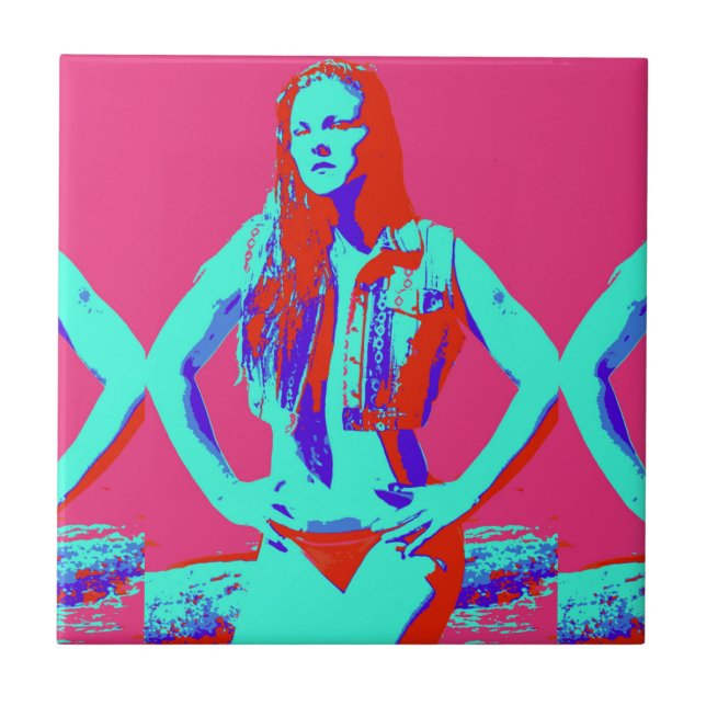 rödhårig bikini-bricka kakelplatta (Framsidan)