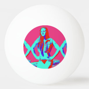 rödhårig bikinisk flicka som pinga boll