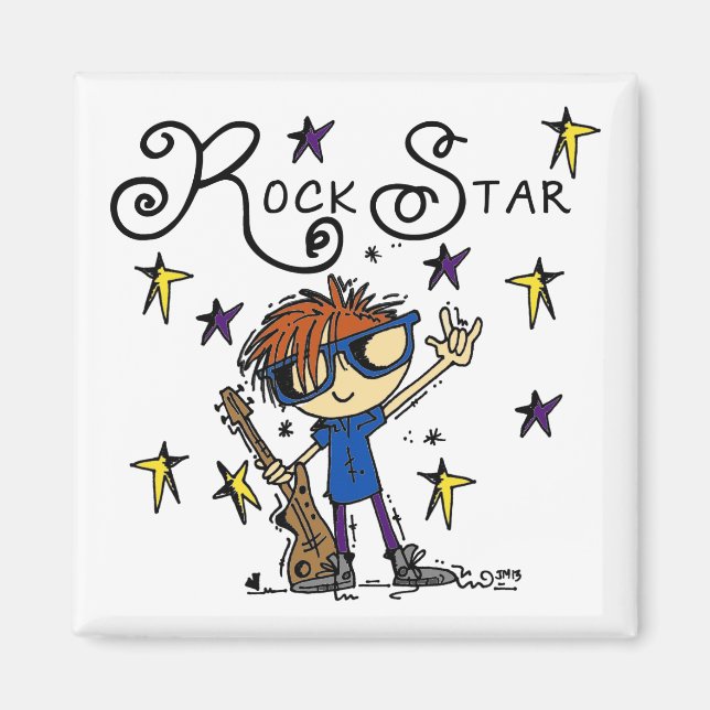 Rödhårig Boy Rockstjärna Magnet (Framsidan)