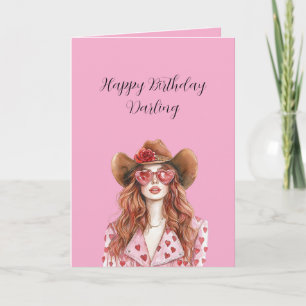 Rödhårig Cowgirl Födelsedag Kort