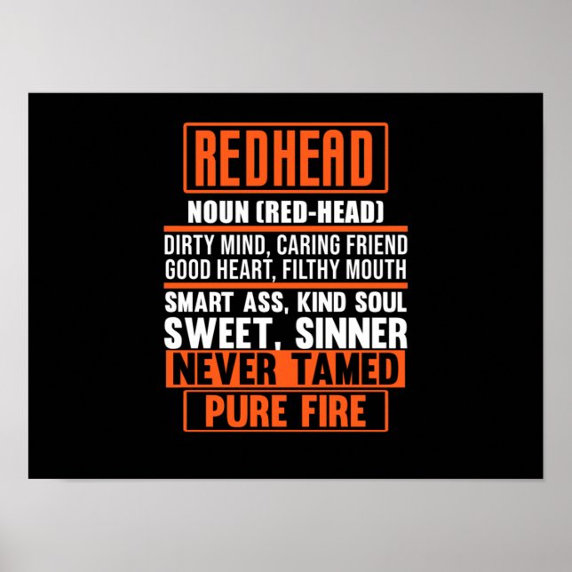 Rödhårig Definition Cute Red Hair Girls Women Poster (Framsidan)
