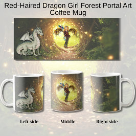 Rödhårig drakflicka Skogsportal Konst Kaffemugg