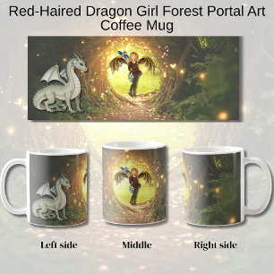 Rödhårig drakflicka Skogsportal Konst Kaffemugg