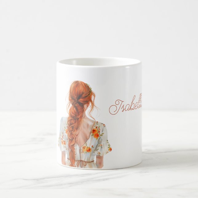 Rödhårig flätad hår blomklänning kaffemugg (Center)