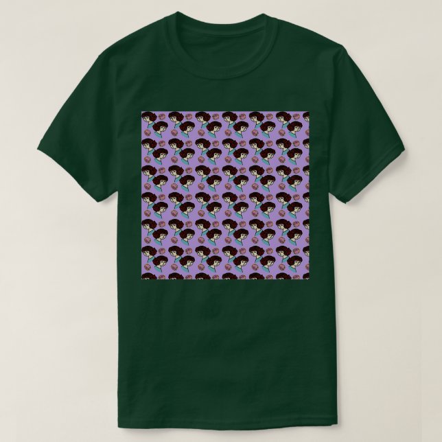 rödhårig flicka mönster lilac t shirt (Design framsida)
