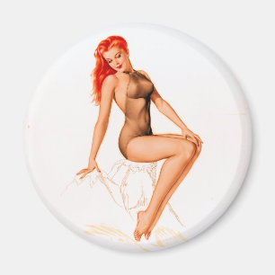 Rödhårig för Art Deco Pin Up Magnet
