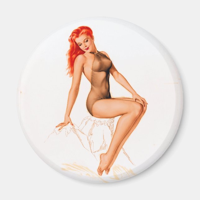 Rödhårig för Art Deco Pin Up Magnet (Framsidan)